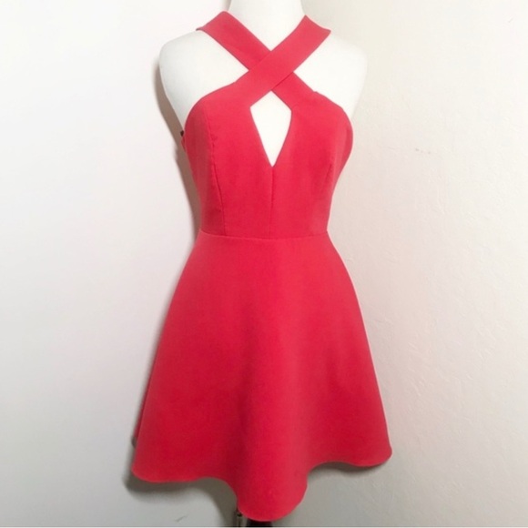Lulu's Scarlet Strapless Cross-Front Dress - Picture 1 of 10